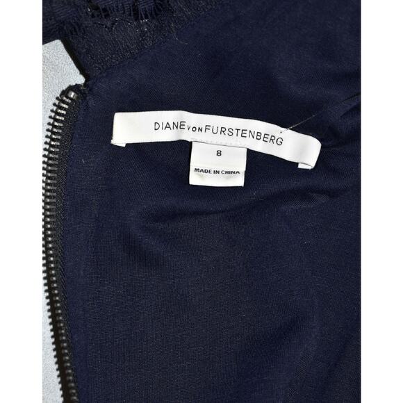 B0 NEW DIANE VON FURSTENBERG Colleen Midnight Navy Lace Sheath Dress Size 8 $348 - Picture 5 of 8